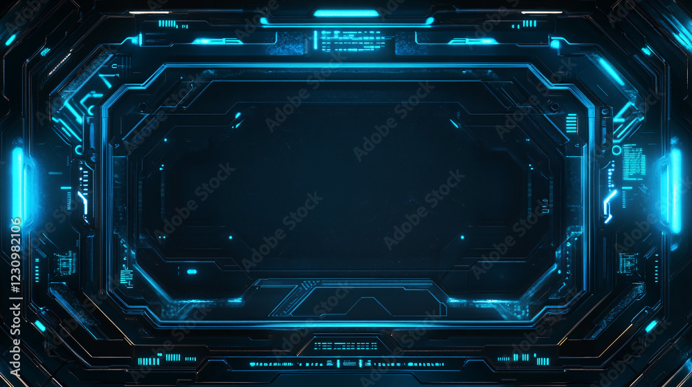 A futuristic 3D render of a HUD digital frame featuring glowing blue lines, highlighting the cutting-edge design of digital interfaces A futuristic 3D render of a HUD digital frame featuring glowing blue lines, highlighting the cutting-edge design of digital interfaces