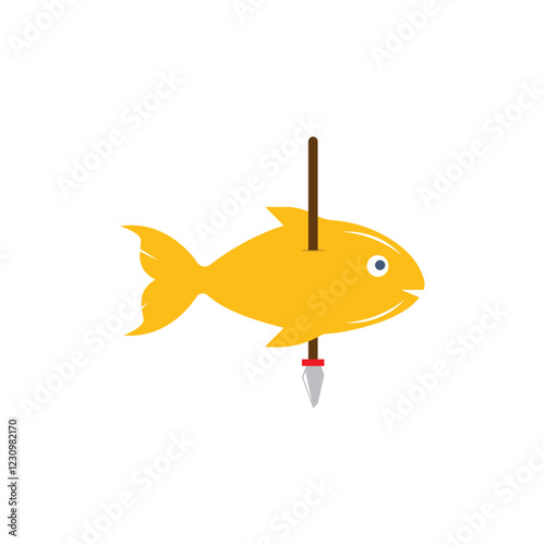 Yellow fish impaled spearhead stick