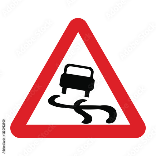 Slippery Road German Warning Sign