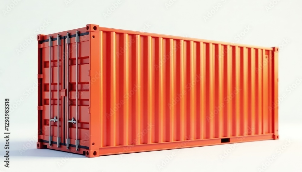 Single cargo container against a clean white surface, simplicity, cargo, still life Single cargo container against a clean white surface, simplicity, cargo, still life