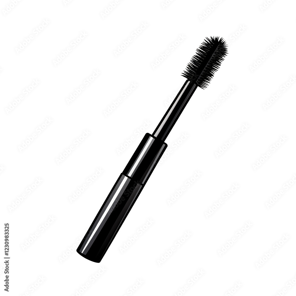 Sleek Black Mascara Wand: Close-up of a sophisticated black mascara wand with a precisely designed brush head, isolated against a clean background. Perfect for beauty, makeup. Sleek Black Mascara Wand: Close-up of a sophisticated black mascara wand with a precisely designed brush head, isolated against a clean background. Perfect for beauty, makeup.