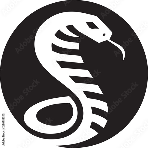 Simple cobra logo on black and white background