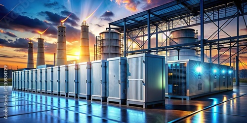 Powerful Energy Storage: Battery System at Modern Power Plant photo