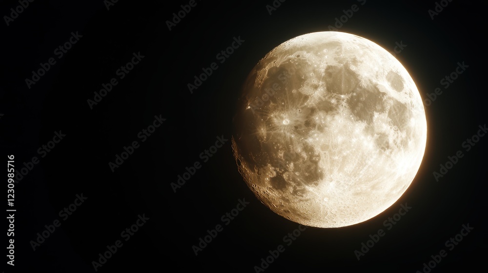 Midnight moon illuminating the quiet night sky with celestial beauty Midnight moon illuminating the quiet night sky with celestial beauty