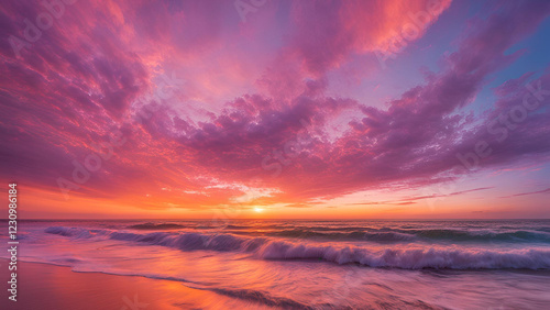 A sweeping landscape featuring the sunset