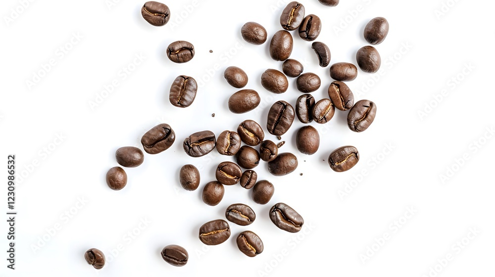 Obraz premium Free photo of coffee beans levitating on a white back ground