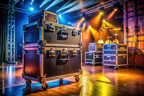 Sturdy Concert Equipment Rack & Wardrobe Trunk on Stage - Professional Transport Solution
