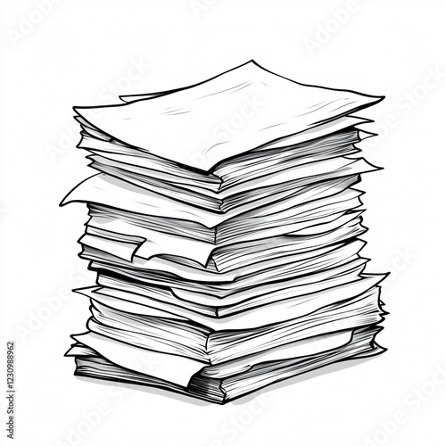 Creative Stack of Paper Cartoon Vector for Business Presentations, Office Use, and Graphic Design Projects