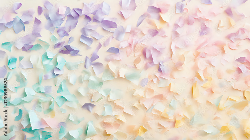 Obraz premium Artful pastel confetti arrangement on a warm cream background
