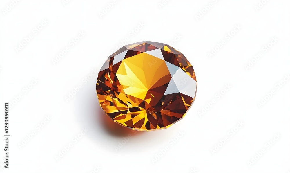 Single orange faceted gem on white background for jewelry designs, displays, and marketing Single orange faceted gem on white background for jewelry designs, displays, and marketing