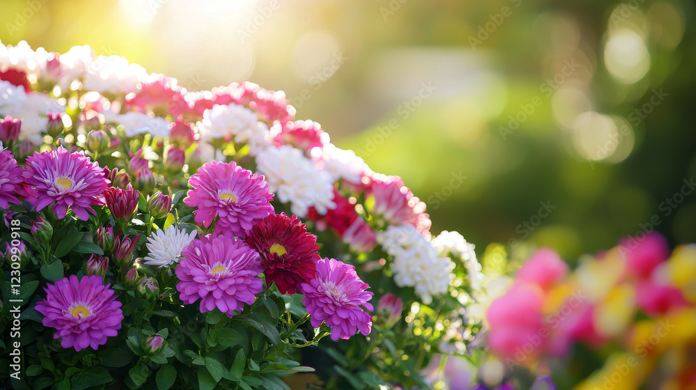 Luxurious life in serene garden with elegant flowers blooming in vibrant colors, creating peaceful atmosphere filled with natural beauty and warmth Luxurious life in serene garden with elegant flowers blooming in vibrant colors, creating peaceful atmosphere filled with natural beauty and warmth