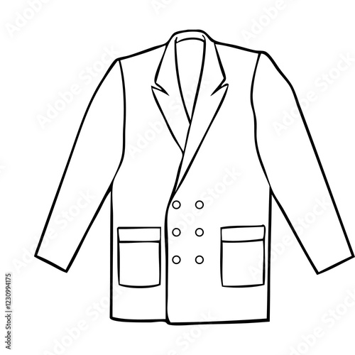 double breasted jacket outline vector illustration