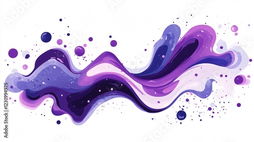Elegant Purple Color Flow Poster on White Background for Designers and Artists - Abstract Artwork Displaying Fluidity and Creativity in Vivid Tones