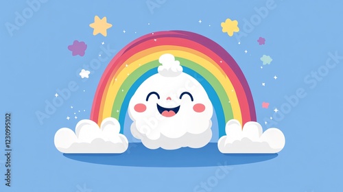 Colorful Smiling Rainbow Face Flat Vector Illustration for Creative Projects
