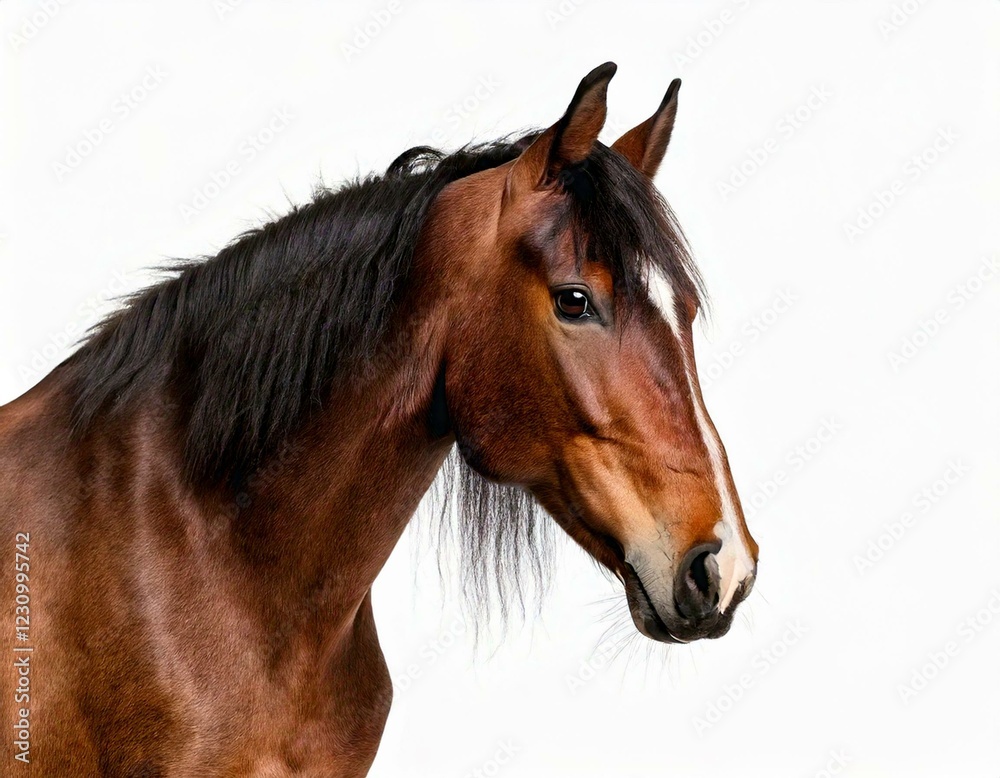 Obraz premium Generated image Mixed breed of Spanish and Arabian horse, 8 years old, standing