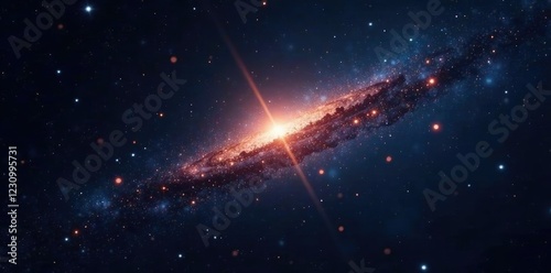 Shining star against a dark and velvety black background, pulsar, starrynight photo
