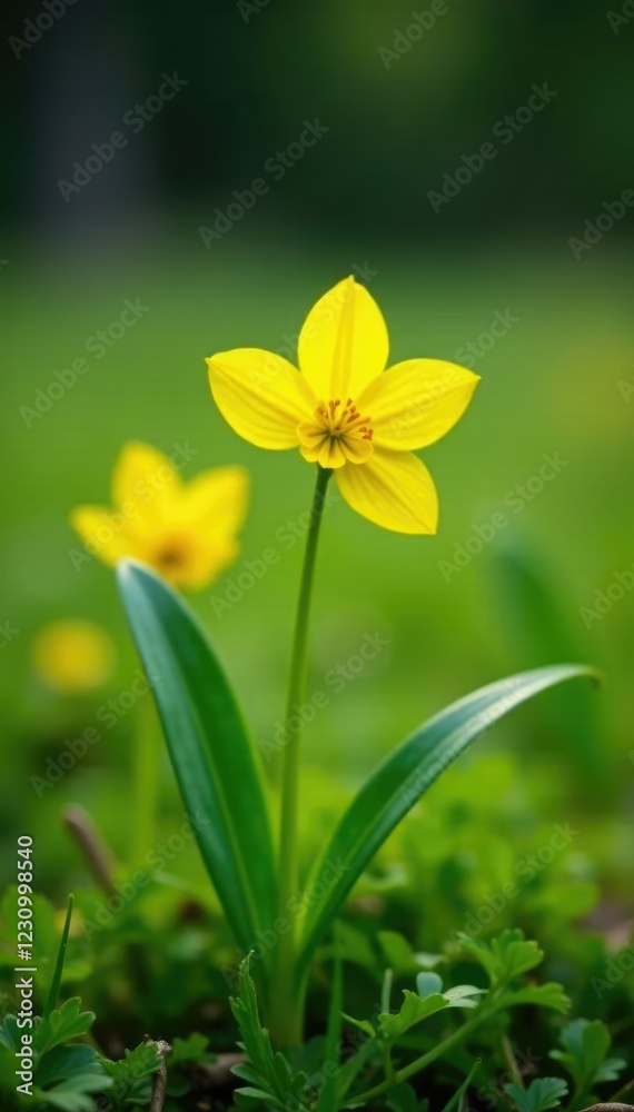 Obraz premium Cowslip Primula veris growing in a lush meadow with other wildflowers, natural-wildlife, field-flowers