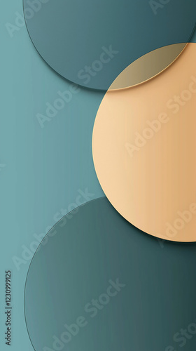 Vertical circles background in beige and green shades