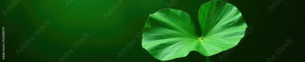 Fototapeta premium Lush green monstera leaves unfolding on a stem, plant life, greenery, nature