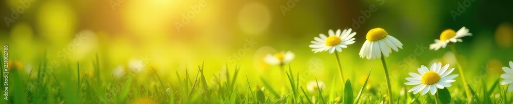 Sun-kissed daisies sway gently amidst tall grass, nature, blades of grass, sunny Sun-kissed daisies sway gently amidst tall grass, nature, blades of grass, sunny