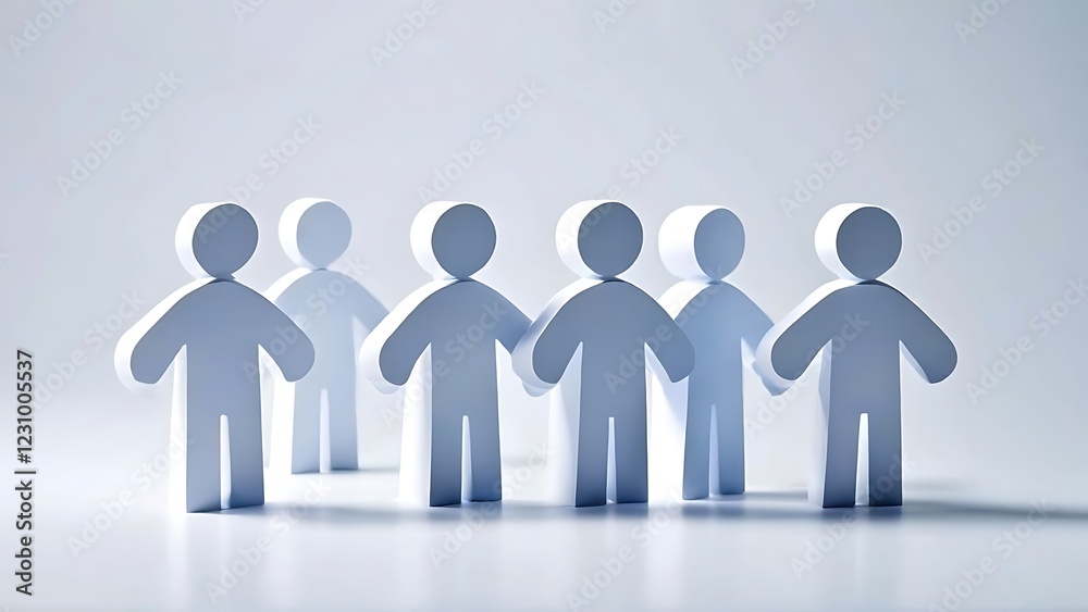 white paper cut-out figures stand side-by-side, holding hands against a solid gray background for represent concepts like community, teamwork, or family white paper cut-out figures stand side-by-side, holding hands against a solid gray background for represent concepts like community, teamwork, or family