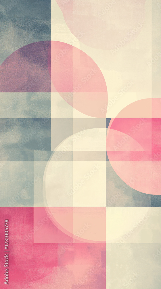 Circles and squares in muted colors vertical