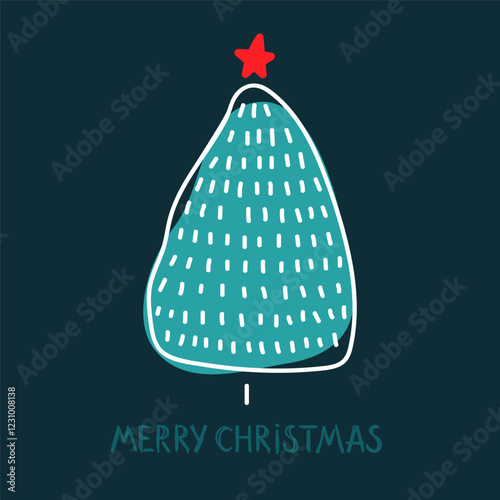 Unique Christmas tree illustration with cheerful holiday greeting