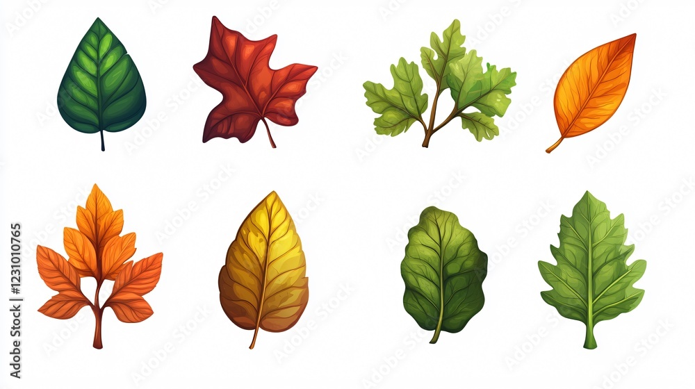 Obraz premium Green Leaf Icon on White Background - Versatile Nature Symbol for Graphic Design Projects