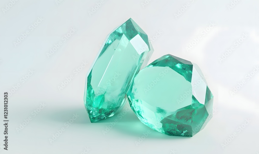 Teal gemstones resting, studio light, minimalist background, jewelry advert Teal gemstones resting, studio light, minimalist background, jewelry advert