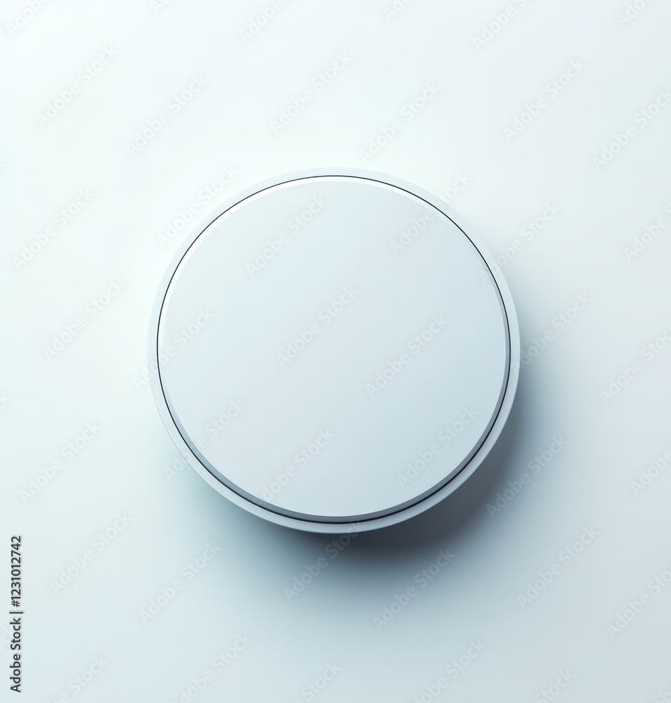 White round button mockup on a light gray background. White round button mockup on a light gray background.