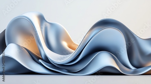 Abstract Silver Waves Flowing Design