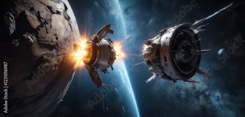 Spacecraft breaking free of Earth's gravitational pull, departure, trajectory, launch
