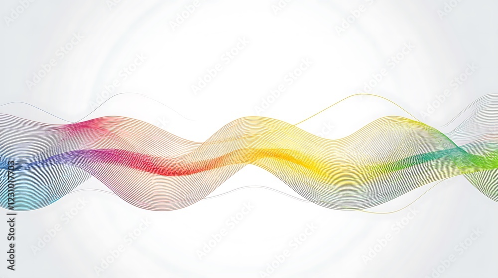 Obraz premium Rainbow Colored Wavy Lines Abstract Design