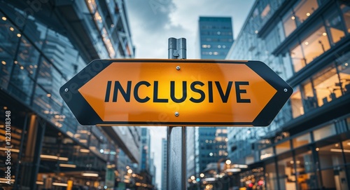 Wallpaper Mural inclusive text on road sign in middle of modern business city background Torontodigital.ca