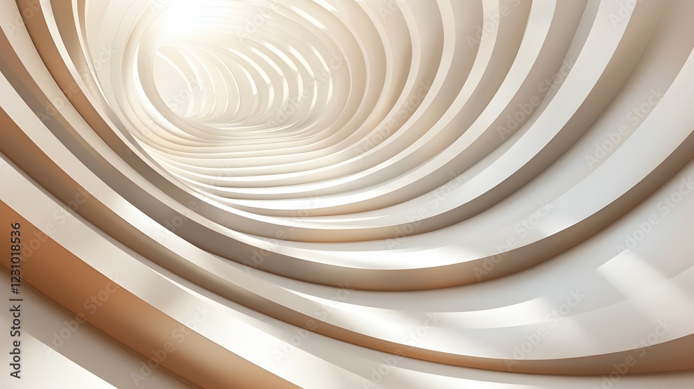 Fototapeta premium A smooth, spiraling tunnel with light, creating a sense of depth and movement.