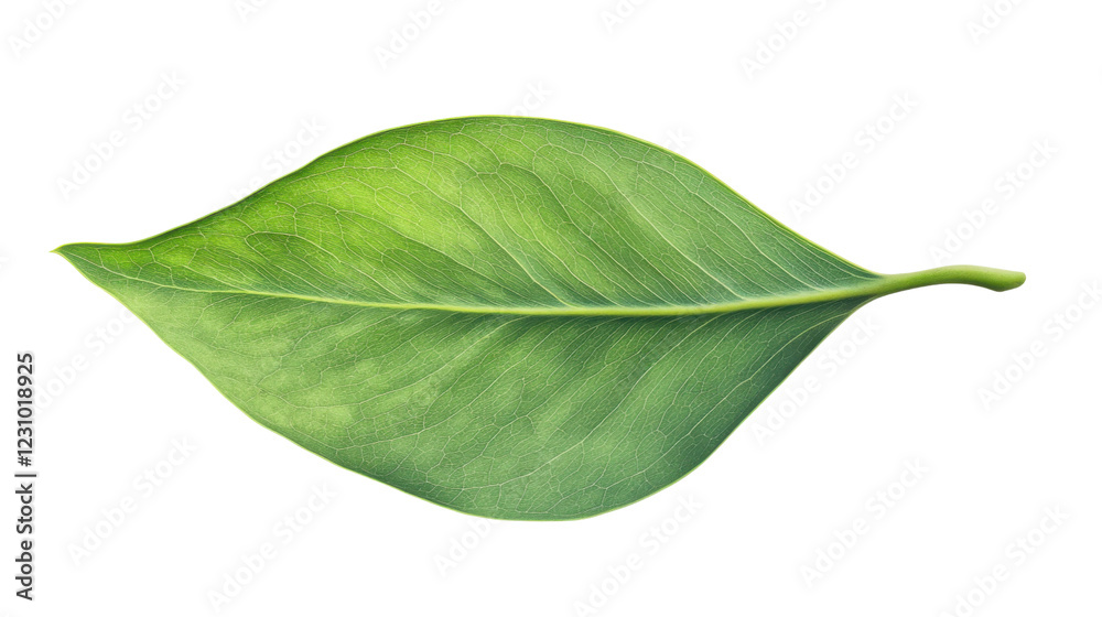 Obraz premium Vibrant green leaf showing detailed veins on transparent background