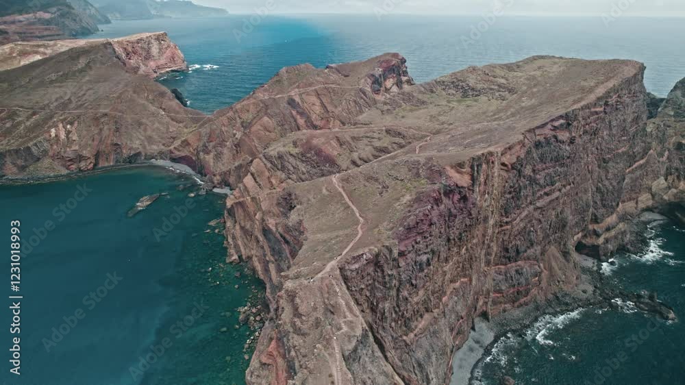 coast, cliffs, Madeira, hinking route, ocean, sea, aerial, droneshot, PR8