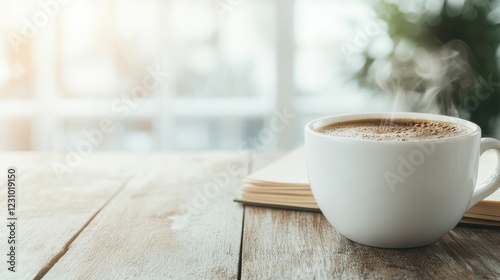 Enjoying warm coffee and a good book on a cozy morning