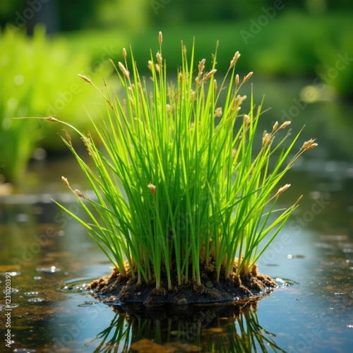 Clump of deschampsia in a wetland environment, acidic soil, sedge photo