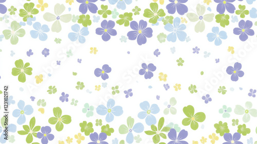 Colorful floral pattern with pastel flowers on white