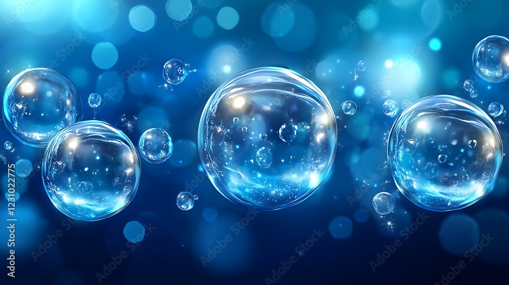 custom made wallpaper toronto digitalGlowing Blue Bubbles Floating in a Dark Blue Background