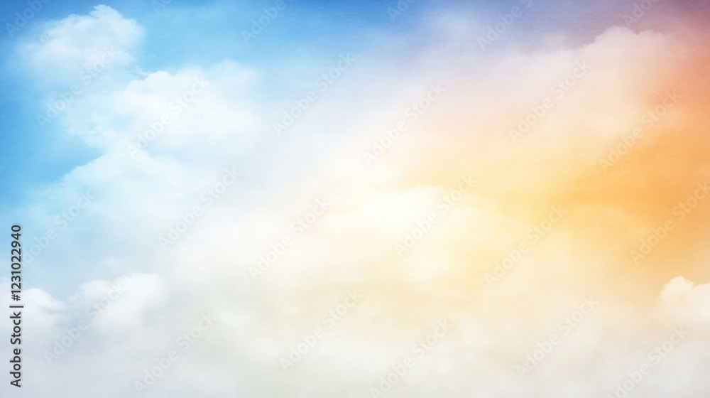 Fototapeta premium Soft pastel sky with clouds blending into warm hues