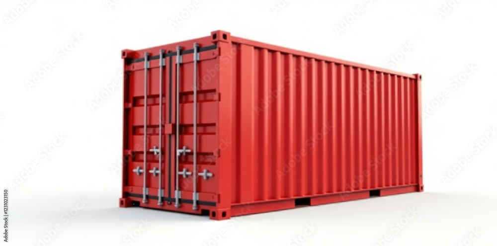 Isolated cargo container against a bright white backdrop, shipping, brightness, empty space Isolated cargo container against a bright white backdrop, shipping, brightness, empty space
