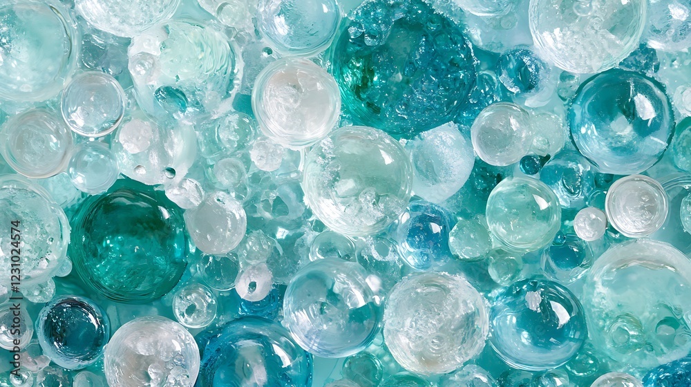 Aqua spheres in various shades of blue and white Aqua spheres in various shades of blue and white