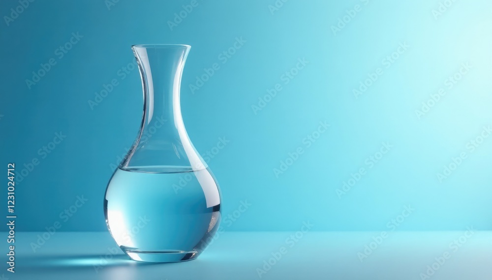 Shimmering crystal decanter against light blue background, high end, premium, glass Shimmering crystal decanter against light blue background, high end, premium, glass