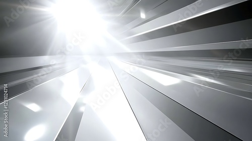 Abstract Metallic Corridor With Bright Light Source