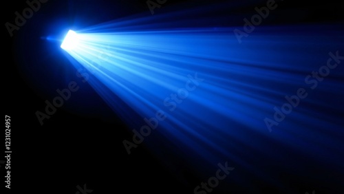 Abstract Blue Light Beam on Black Background