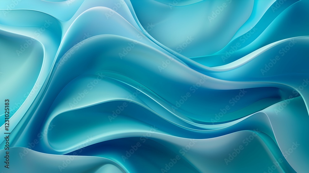 Obraz premium Fluid waves of blue and turquoise create a serene, abstract background.
