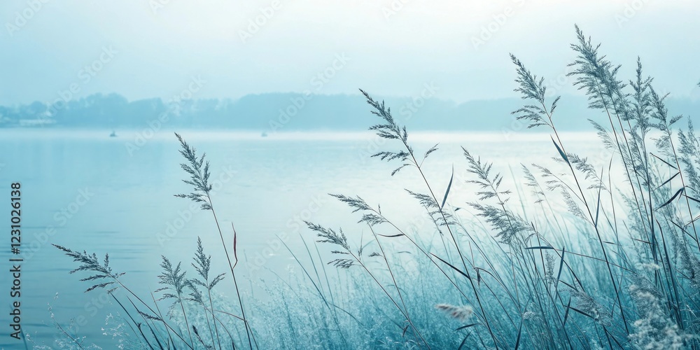 Obraz premium soothing light blue abstract pattern with natural elements, abstract, trees, peaceful, organic, serene