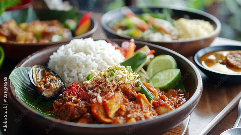 Delicious Spicy Seafood Rice Bowl with Lime Delicious Spicy Seafood Rice Bowl with Lime